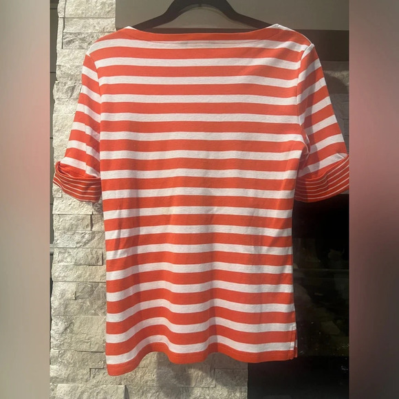 Lauren Ralph Lauren orange striped shirt size Large - Picture 6 of 7